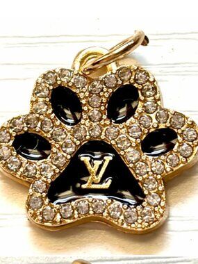 NEW LV Paw Print Charm – Crystal & Black Enamel | Dog Lover Luxury Accessory